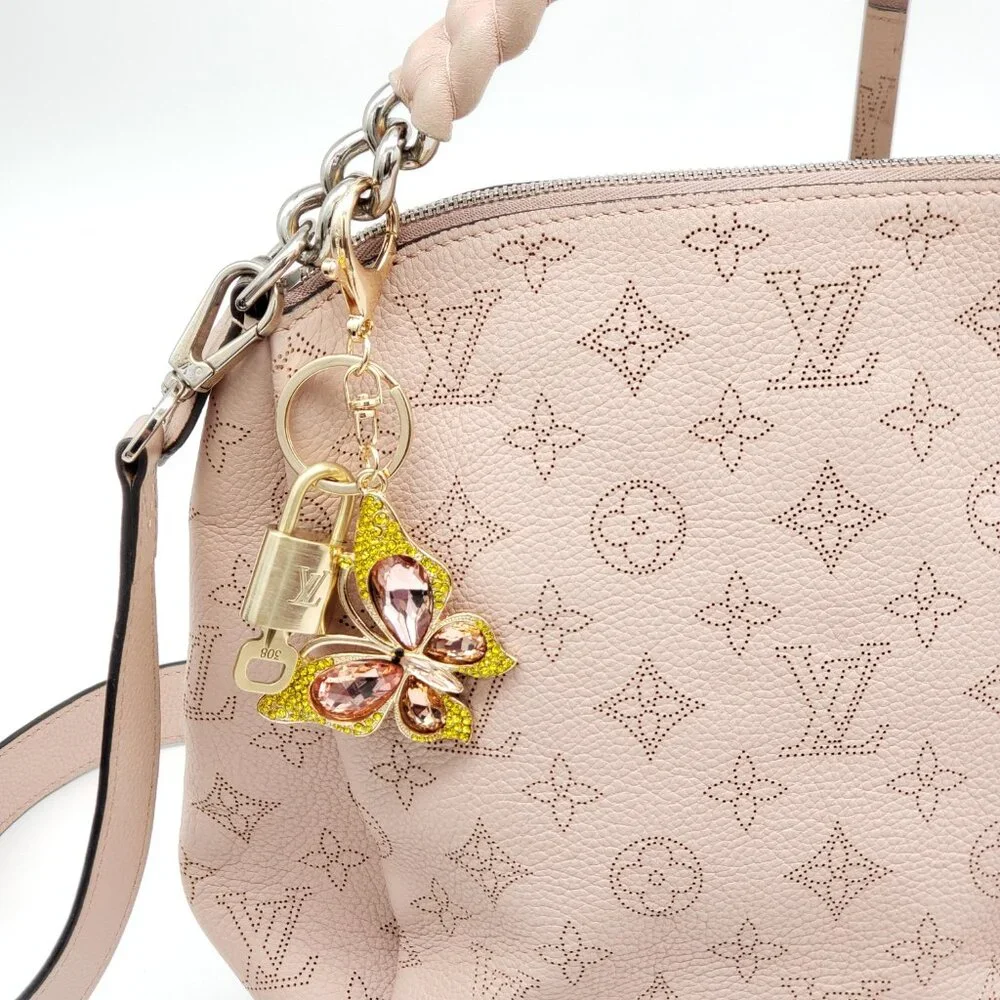 Authentic Louis Vuitton Padlock & Key Gold ✨Unbranded Butterfly Bag Keychain